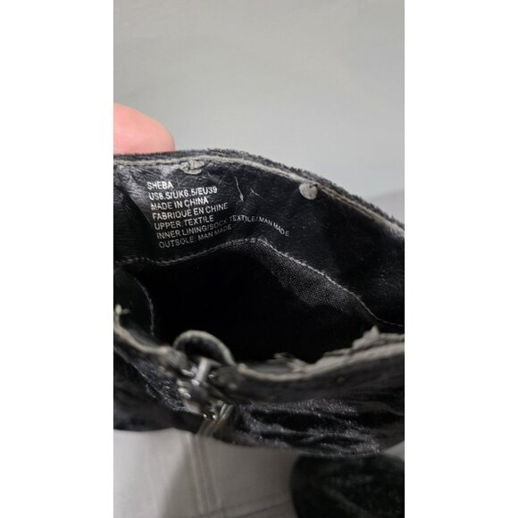 Shoedazzle High Heel Boots Womens 8.5 Black Velvet Side Zipper Sexy Liner Peel - Picture 3 of 8